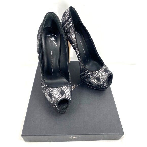 $995 GIUSEPPE ZANOTTI SHARON Black Crystals Glitter Platform Shoes Pumps Sz 39 - Picture 6 of 16